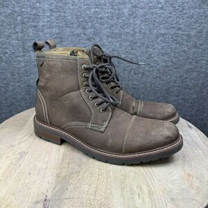 Dockers Rawls Rugged Mens 9M Brown Faux Leather Lace-Up Ankle Boots Side Zippers